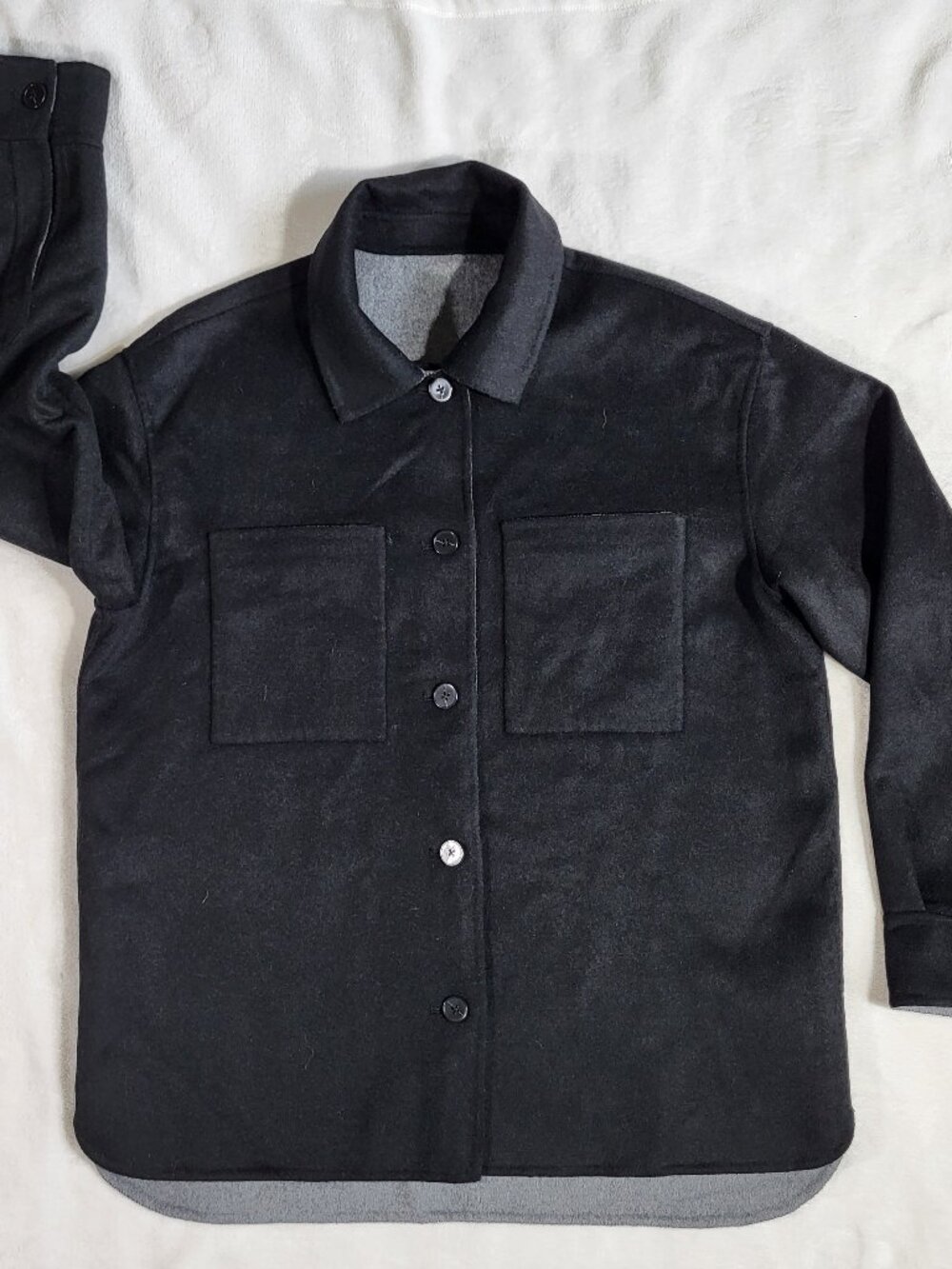 Banana Republic Reversible Double-Faced Shirt Jacket - BLACK/Heather - M #749594 - Picture 2 of 14